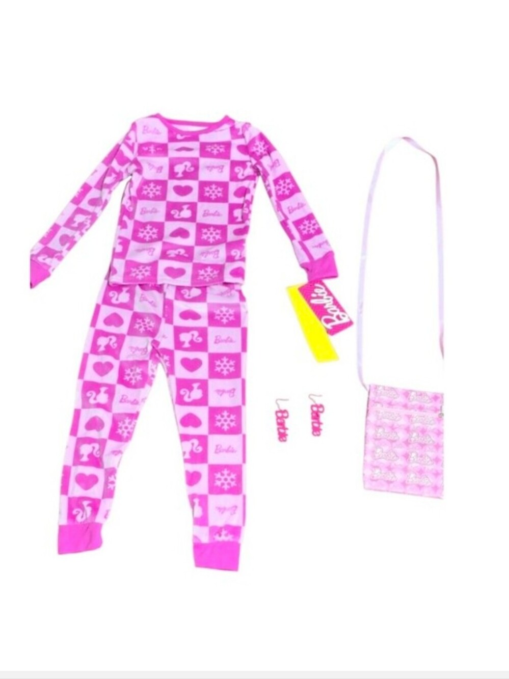 Barbie Pink Patterned Pajama Set with Crossbody Bag